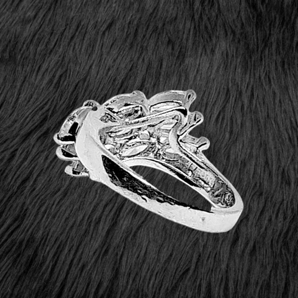 .Triple Row of Brilliant Cut CZ Stones Sterling Silver Ring - Picture 5 of 7